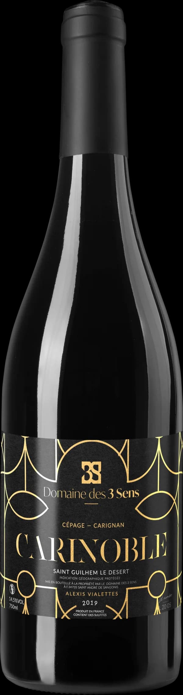 Bouteille de Carinoble — DOMAINE DES 3 SENS, vin rouge