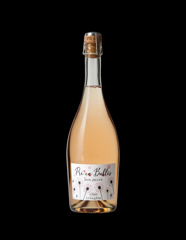 Bouteille de Pré en Bulles Rosé — DOMAINE DES CONQUETES, vin jus pétillant rosé non alcoolisé