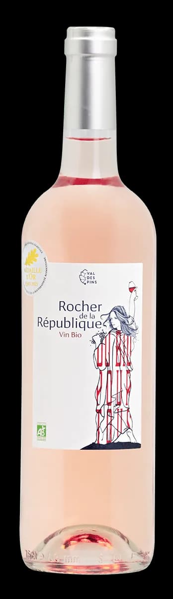 Bouteille de Le Rocher de la République Rosé — VAL DES PINS, vin rosé