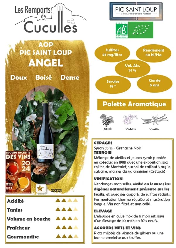 Bouteille de Angel — LES REMPARTS DE CUCULLES, vin rouge/blanc