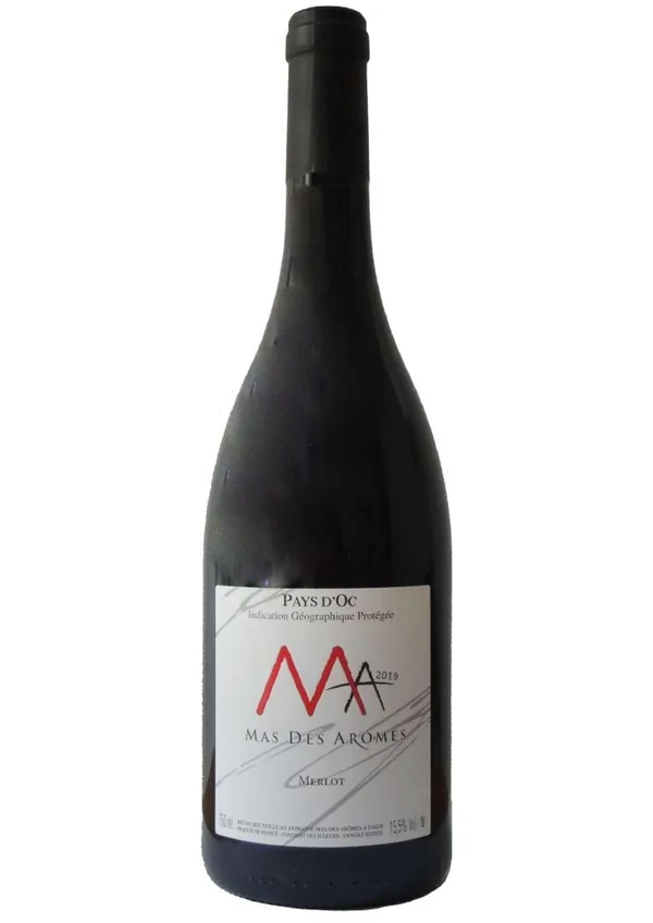 Bouteille de Merlot — MAS DES AROMES, vin rouge